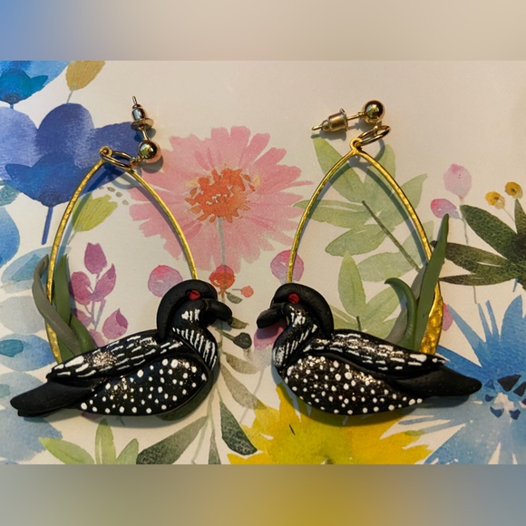 HANDMADE Polymer Clay Loon Earrings - Picture 2 of 7